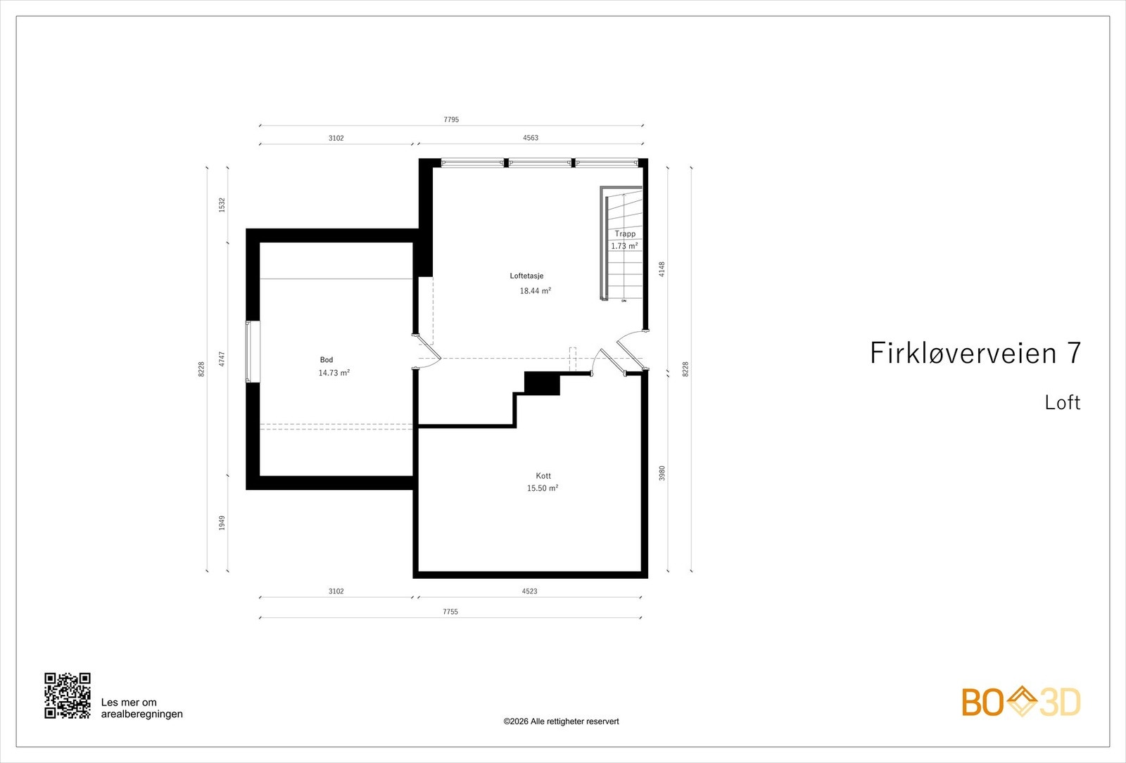 Dagens planløsning loftsetasje. Galleribilde