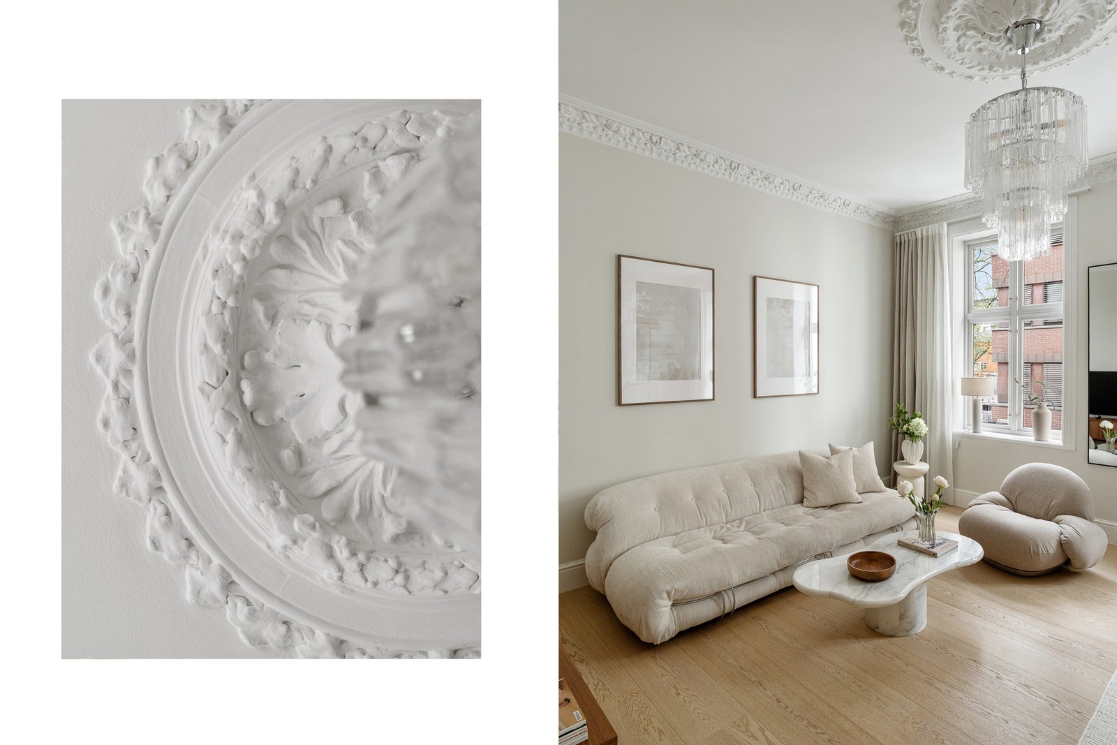 Stor stue med klassiske detaljer. Galleribilde