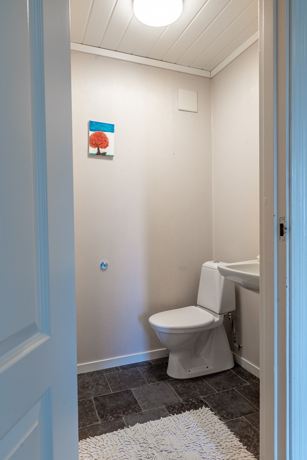 Toalettrom er vegg i vegg med badet. Galleribilde