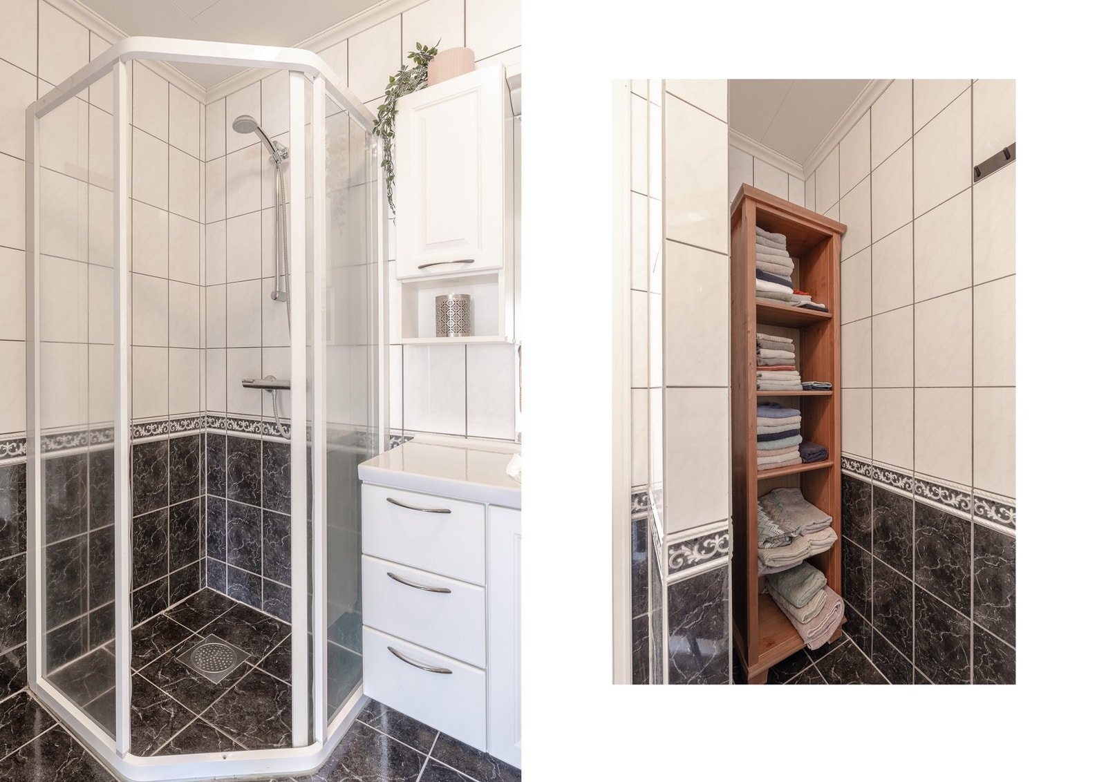 Det er også opplegg for vaskemaskin og plass til tørketrommel i tårn i en nisje. Galleribilde