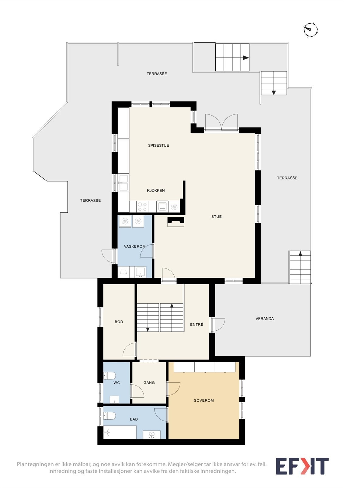 Boligen har i alt 4 halvplan. Galleribilde