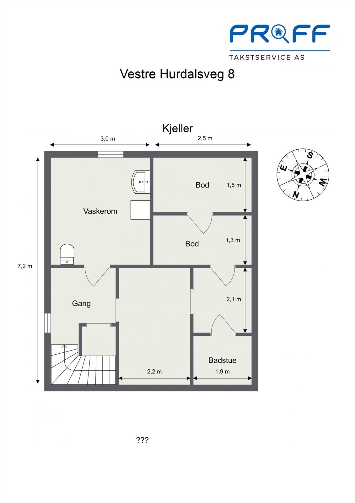 Plantegning av boligens kjeller etasje. Galleribilde