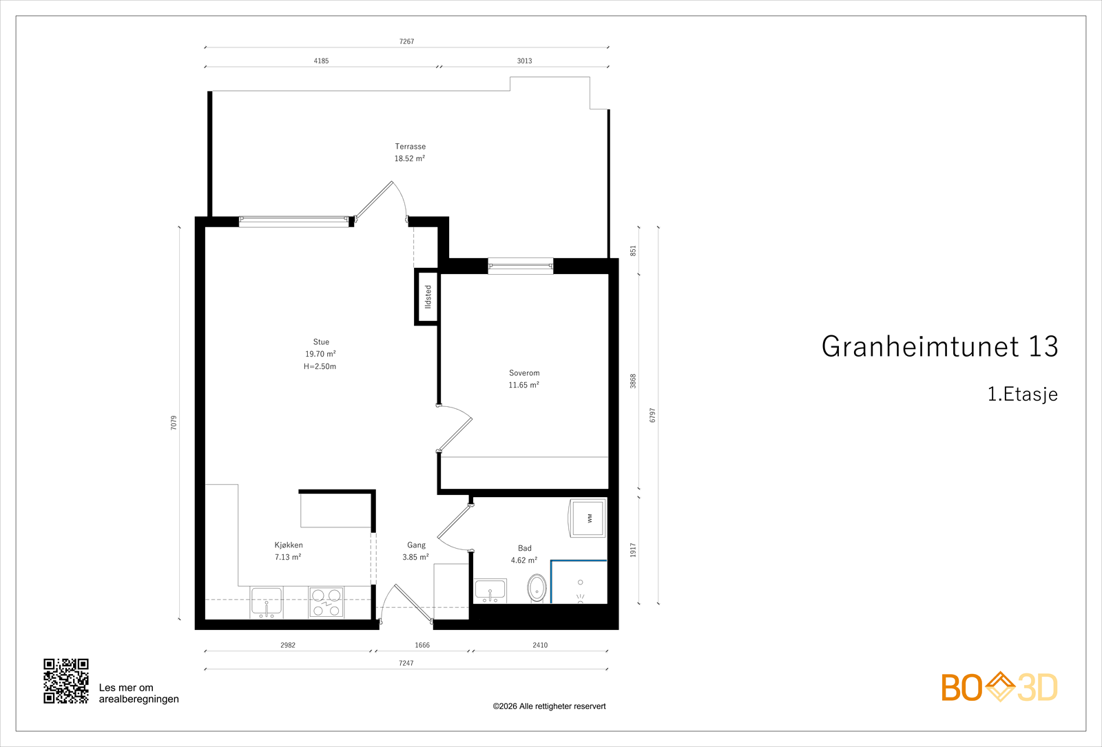 Planskisse av leiligheten. Galleribilde