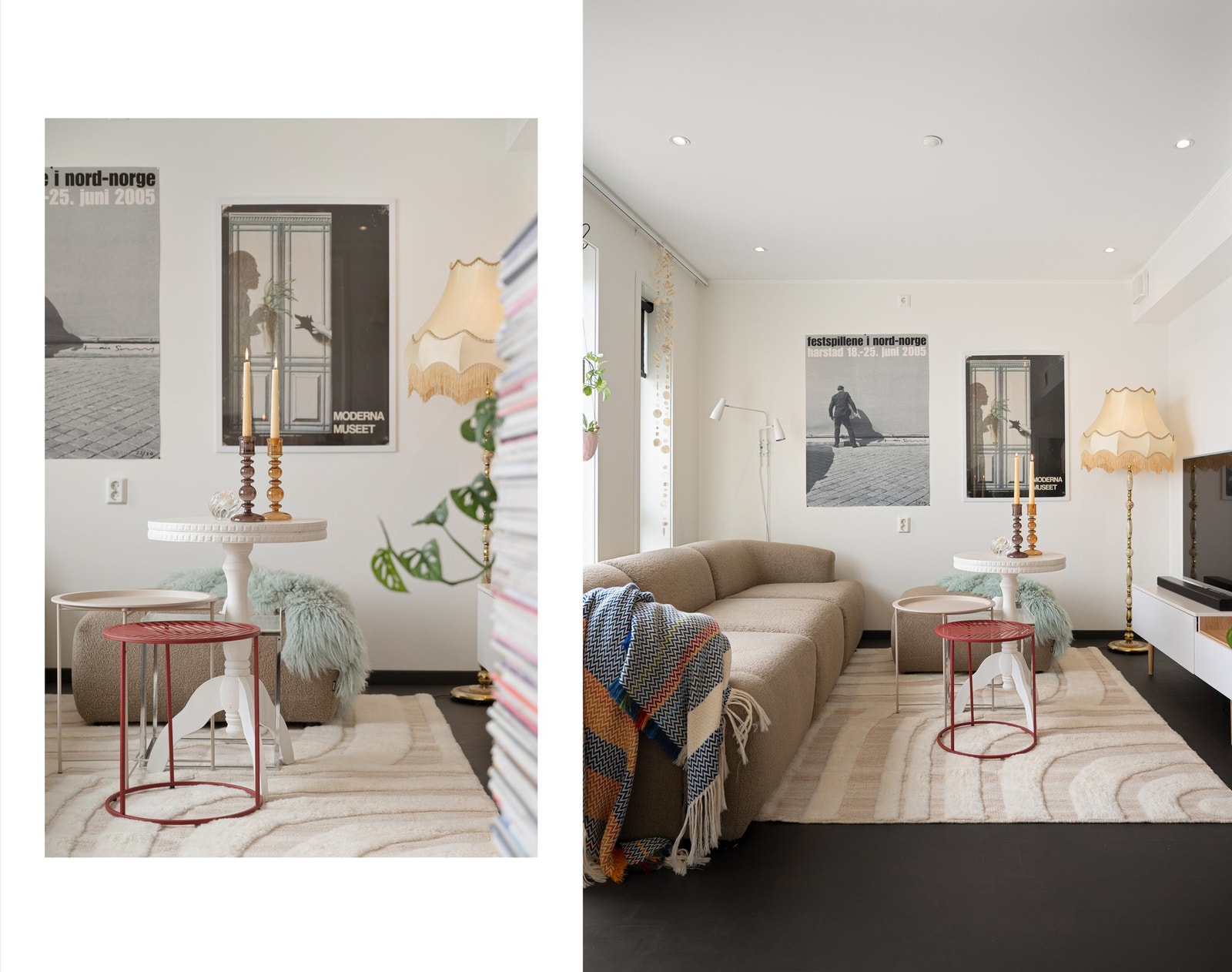 Leiligheten har malt parkettgulv, slette vegger og god belysning med downlights Galleribilde