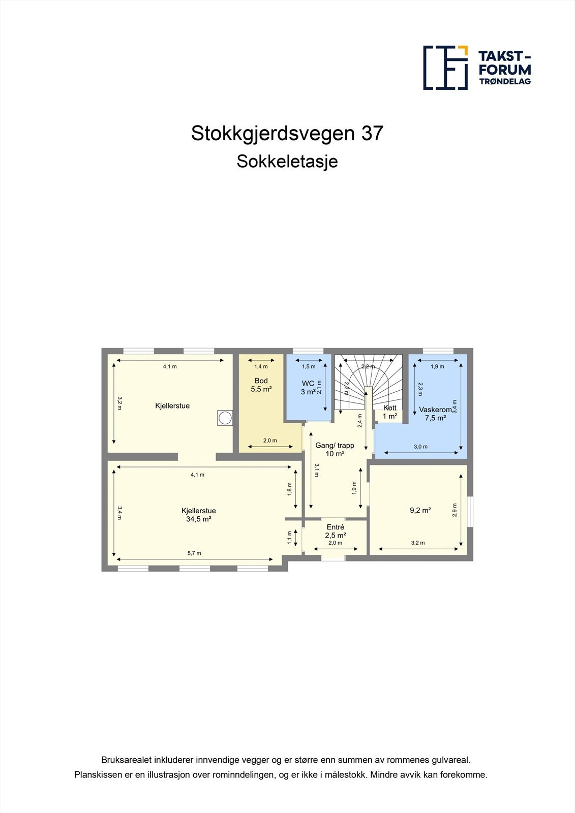 Planskisse sokkeletasje. Galleribilde