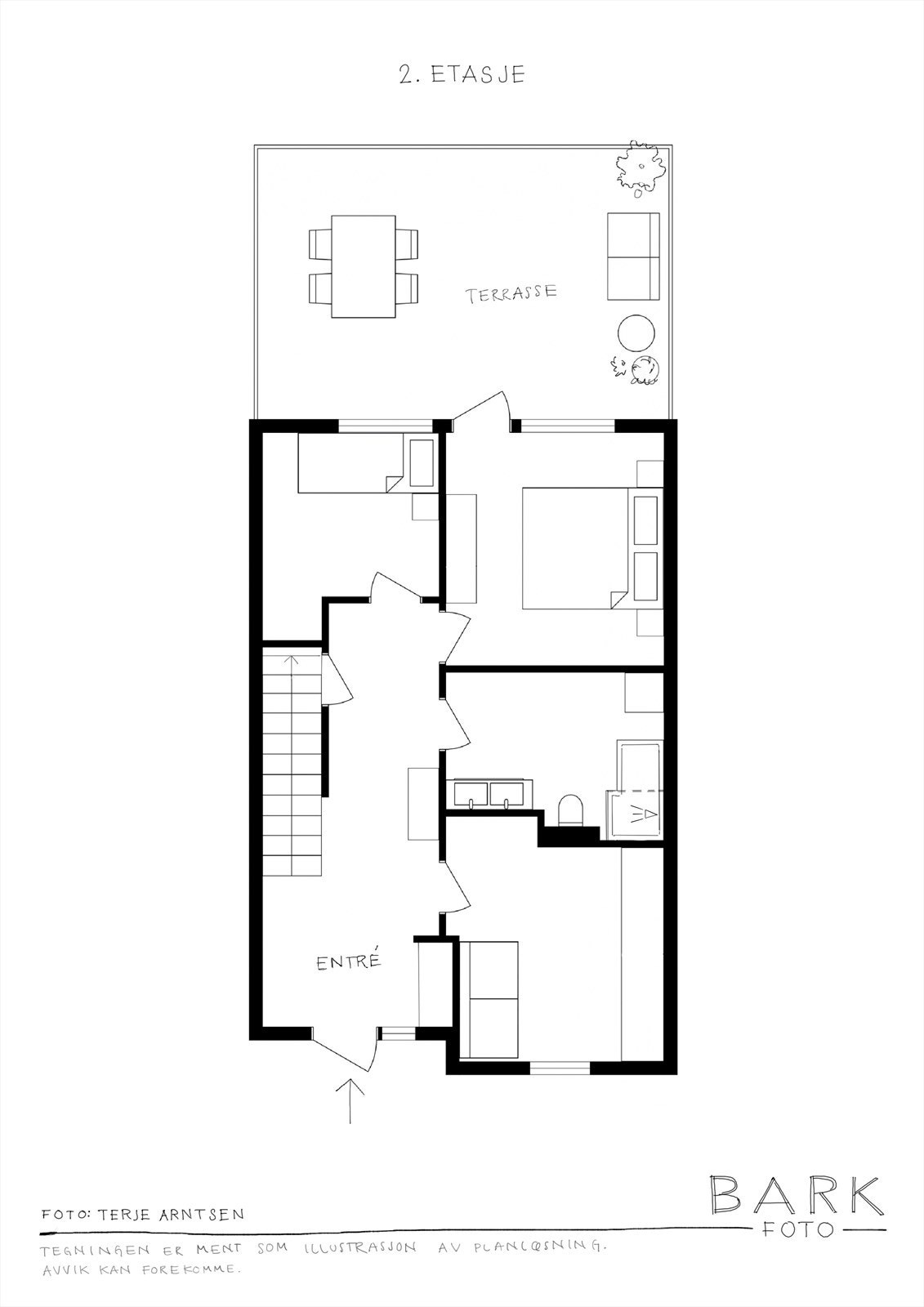 Soveromsetasjen har en praktisk og familievennlig planløsning med tre soverom, bad/vaskerom og gang samlet på ett plan. Etasjen utgjør totalt 51 m² BRA-i og gir en god balanse mellom private soner og funksjonelle løsninger for hverdagen. Galleribilde
