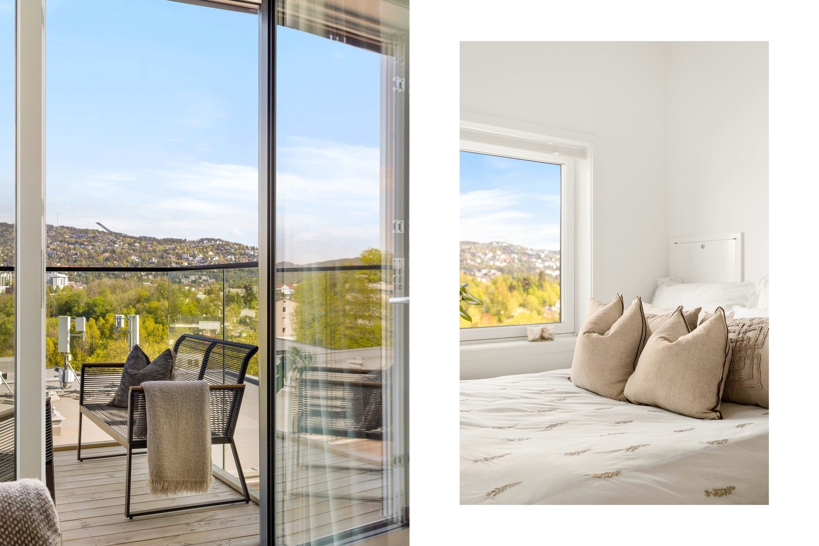 Balkongen har plass til sittegruppe og fungerer som en hyggelig og skjermet uteplass. Galleribilde