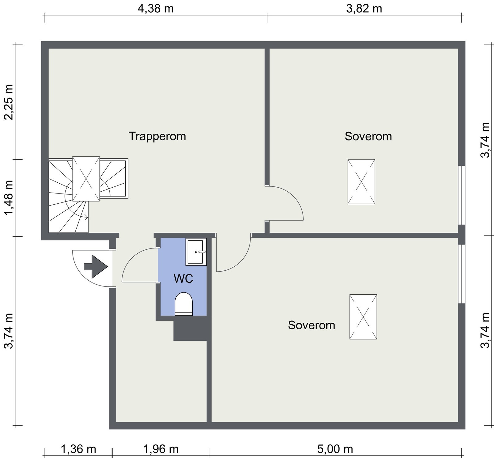 Planløsning loftsetasje. Galleribilde