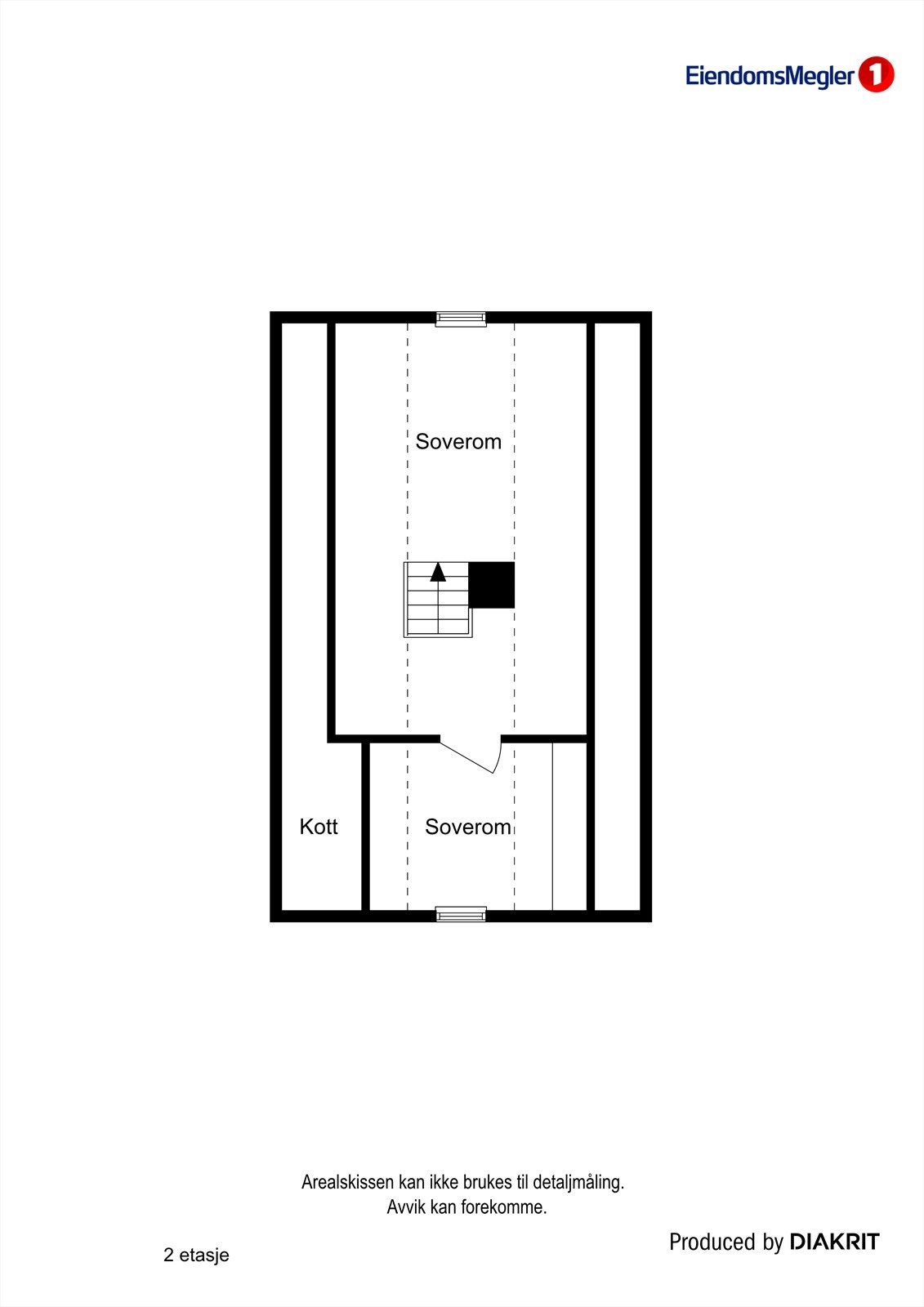 Hemsen er innredet med to rom og har et gulvareal på 23 m². Arealet er ikke måleverdig grunnet lav takhøyde. Galleribilde