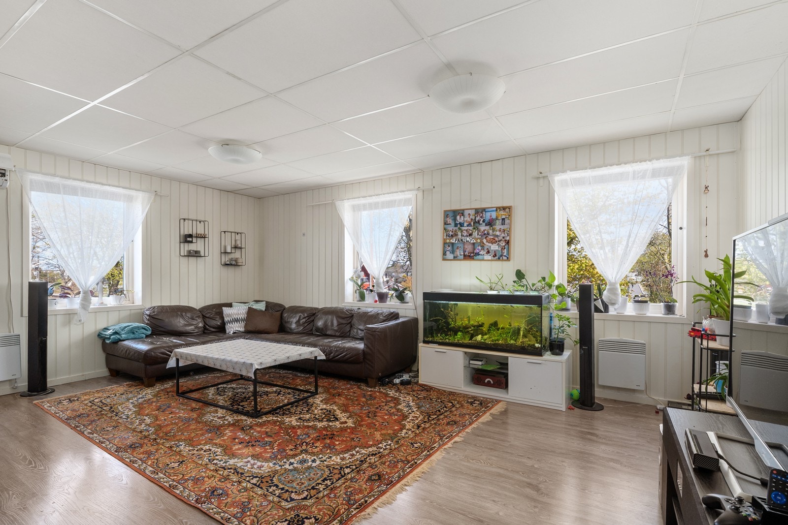 Stuen har rikelig med naturlig lys. Galleribilde