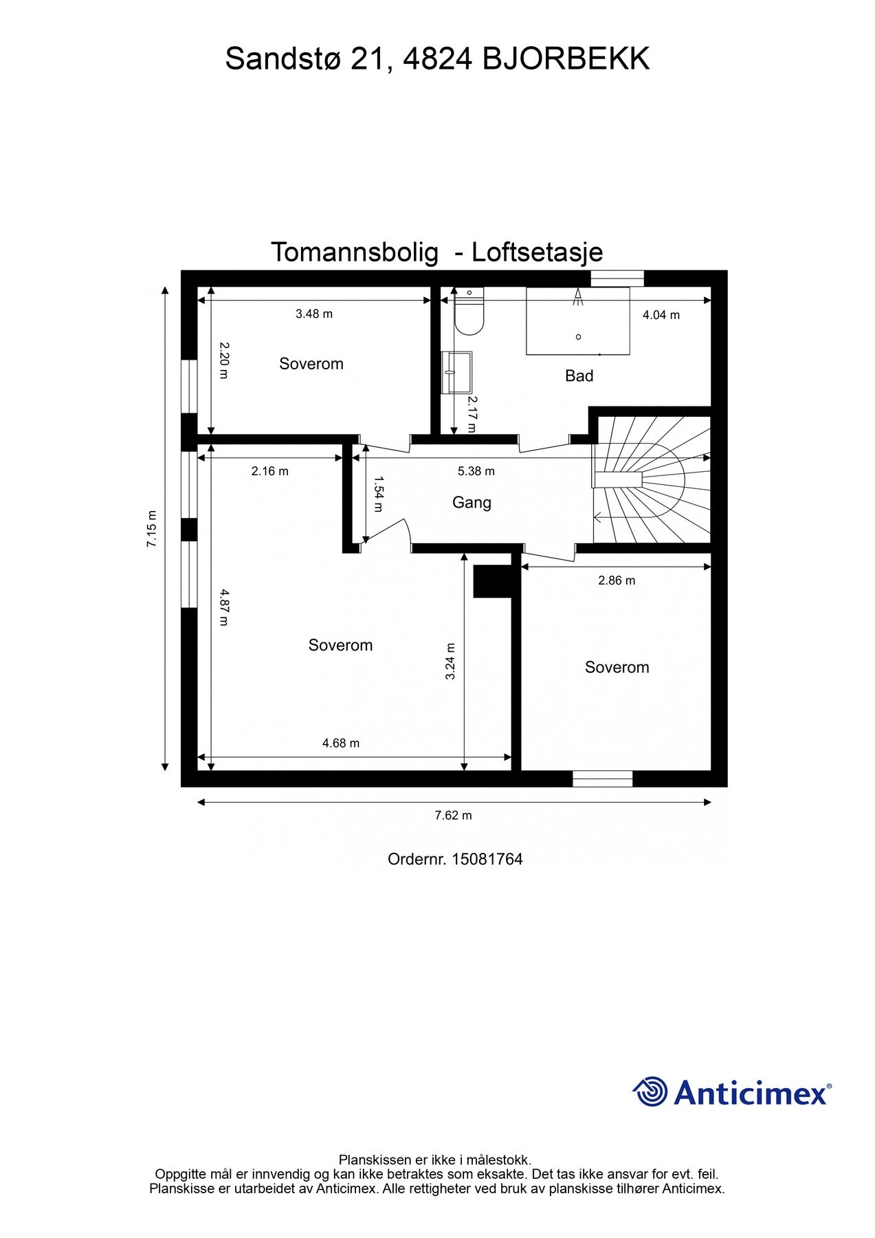 Plantegning loftsetasje Galleribilde