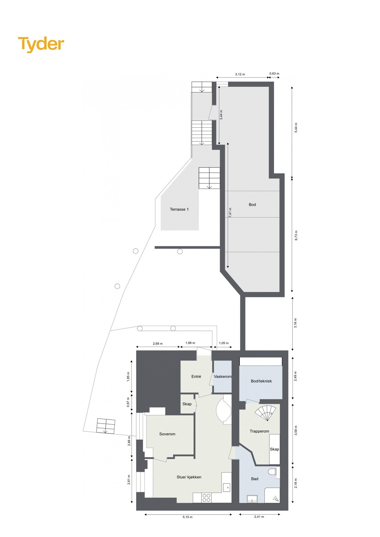 Plantegning underetasje bolig. Galleribilde