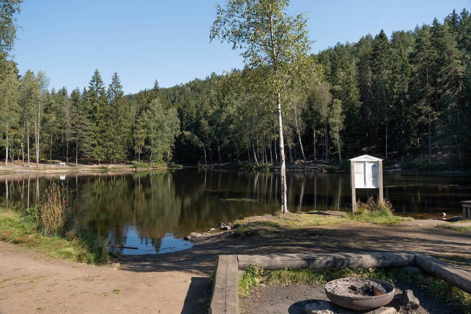 En kort spasertur unna ligger Årvolldammen med både klatrevegg og grillplasser. Galleribilde