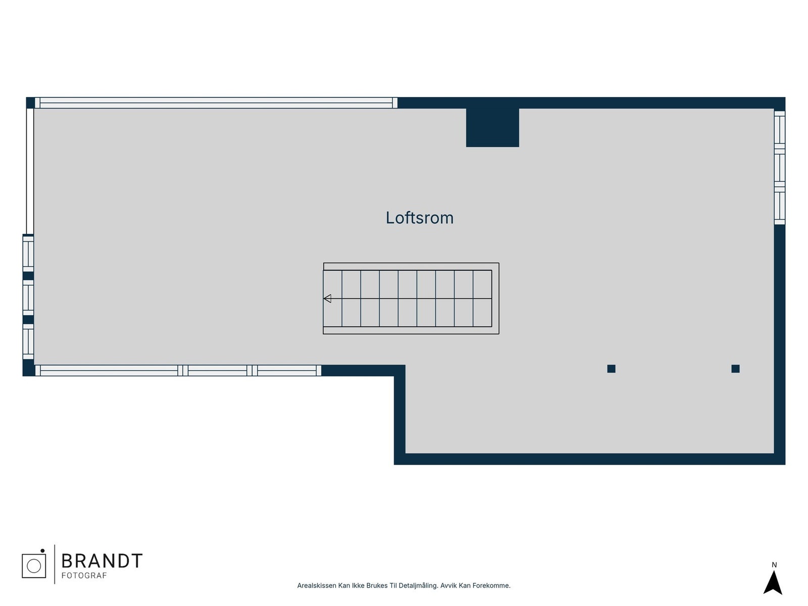 Plantegning loftsrom/ hems, brukes til tv og gjester med overnatting. Galleribilde