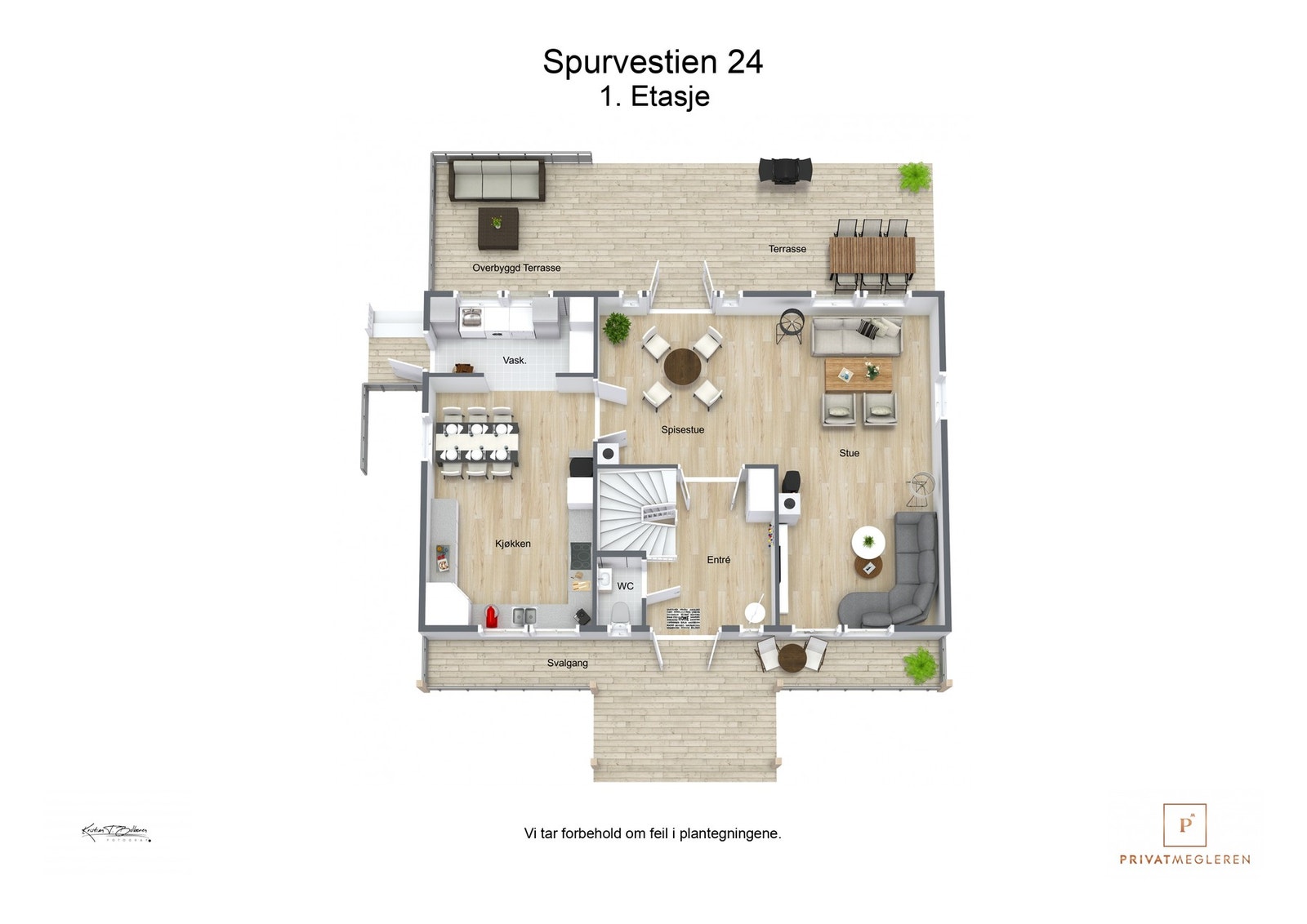 3 D plantegning 1. etasje Galleribilde