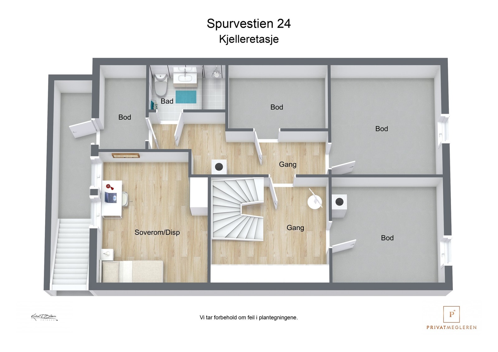 3 D plantegning kjeller Galleribilde