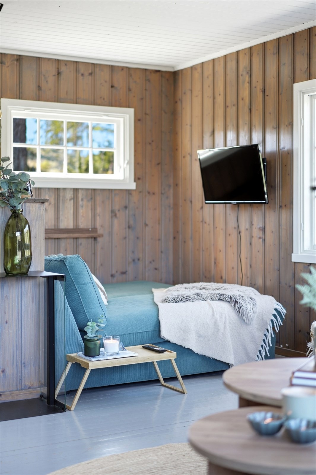 Koselig TV-hjørne med daybed, perfekt for avslapning. Daybed og TV kan medfølge etter nærmere avtale. Galleribilde