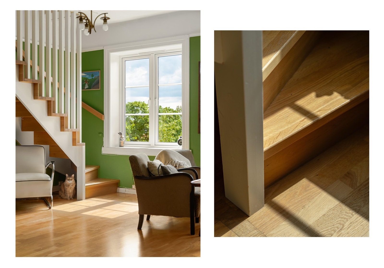 Trappen er i seg selv et ordentlig solid stykke treverk, litt sånn som trappen opp til den ene hemsen. Galleribilde