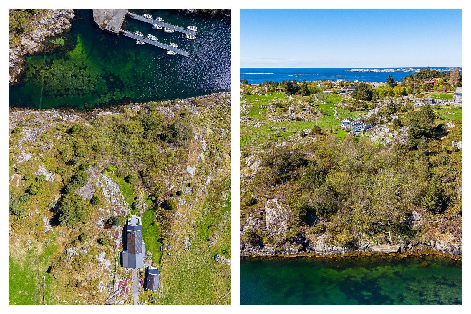 Eiendommen ligger midt i et flott urlandskap og har adkomst til brygge via trapp Galleribilde
