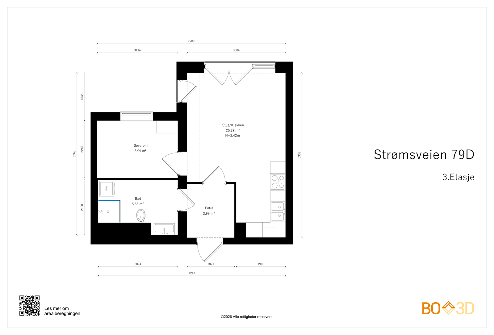 Boligen ligger i 3. etasje med heisadkomst Galleribilde