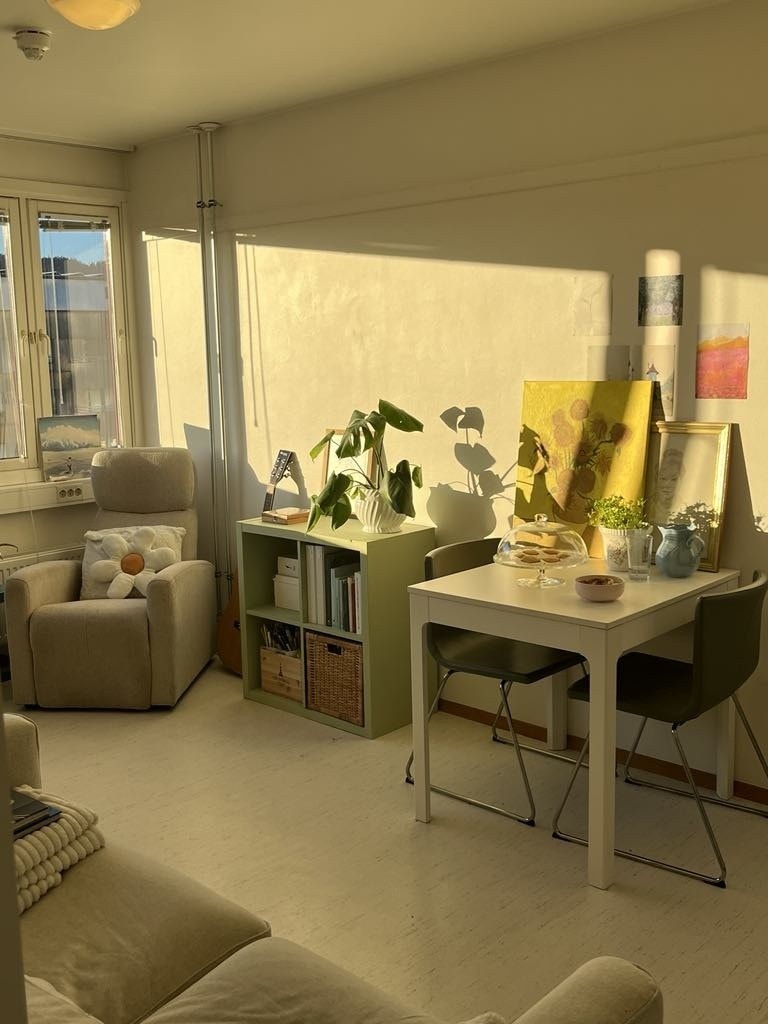 Leiligheten fylles av solen om ettermiddagene. Galleribilde