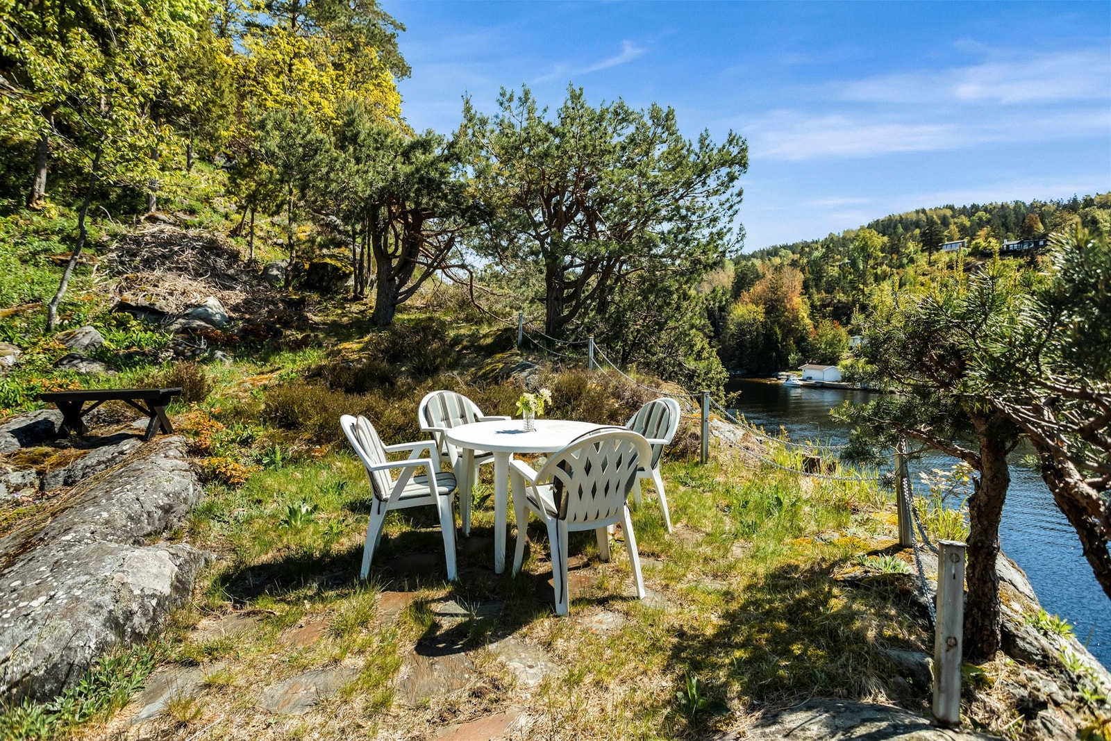 Rolig og skjermet beliggenhet med nærhet til flotte turområder, gode fiskemuligheter og et rikt utvalg av vannaktiviteter. Hytta har en enkel standard fra 1971 og inneholder gang, stue/kjøkken og tre soverom, samt utedo. Galleribilde