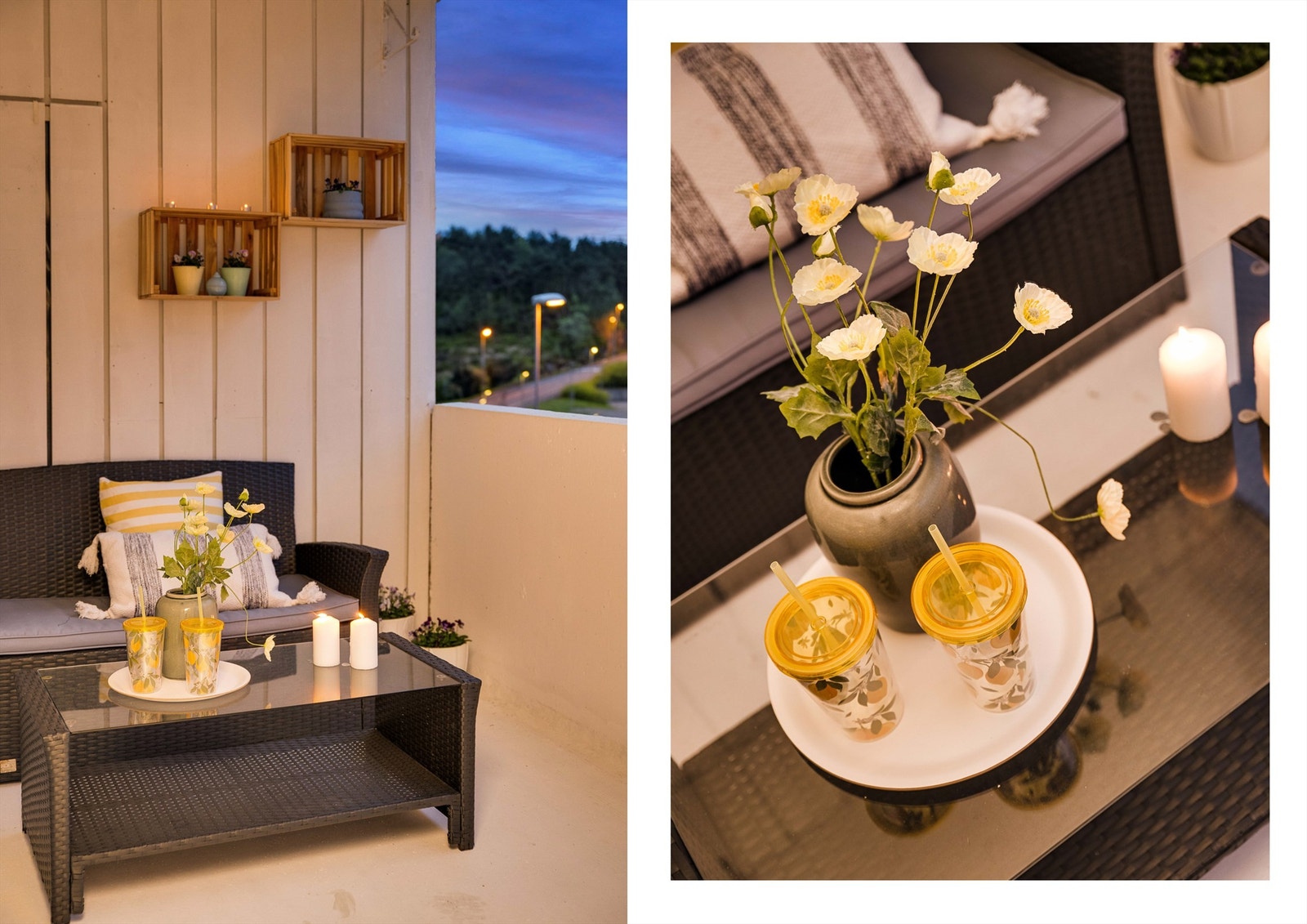 Stemningsbilder kveldstid på altanen. Galleribilde