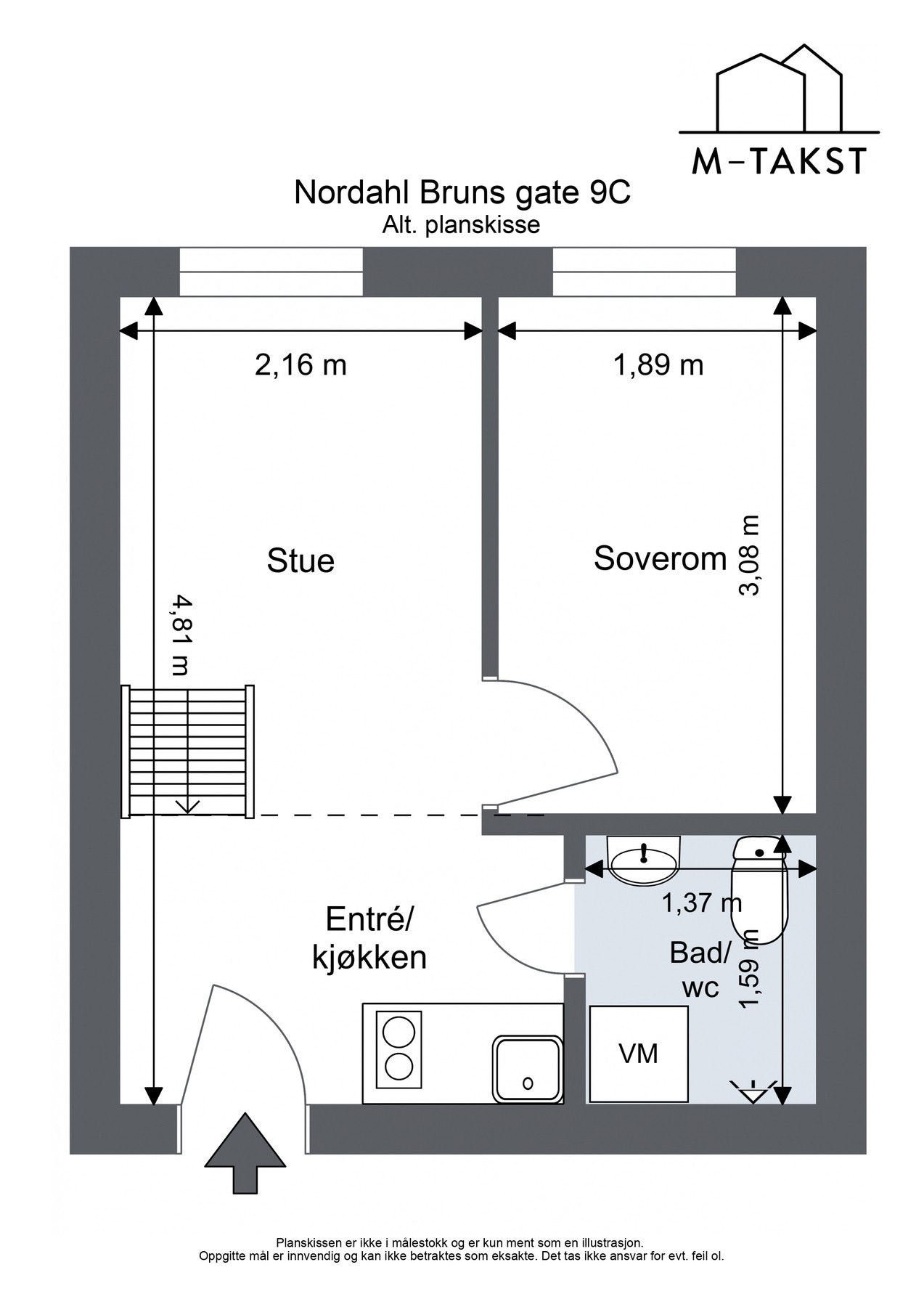 Alternativ plantegning er kun ment som illustrasjon. Kjøper er selv ansvarlig for å at omgjørelsen er mulig å gjennomføre Galleribilde