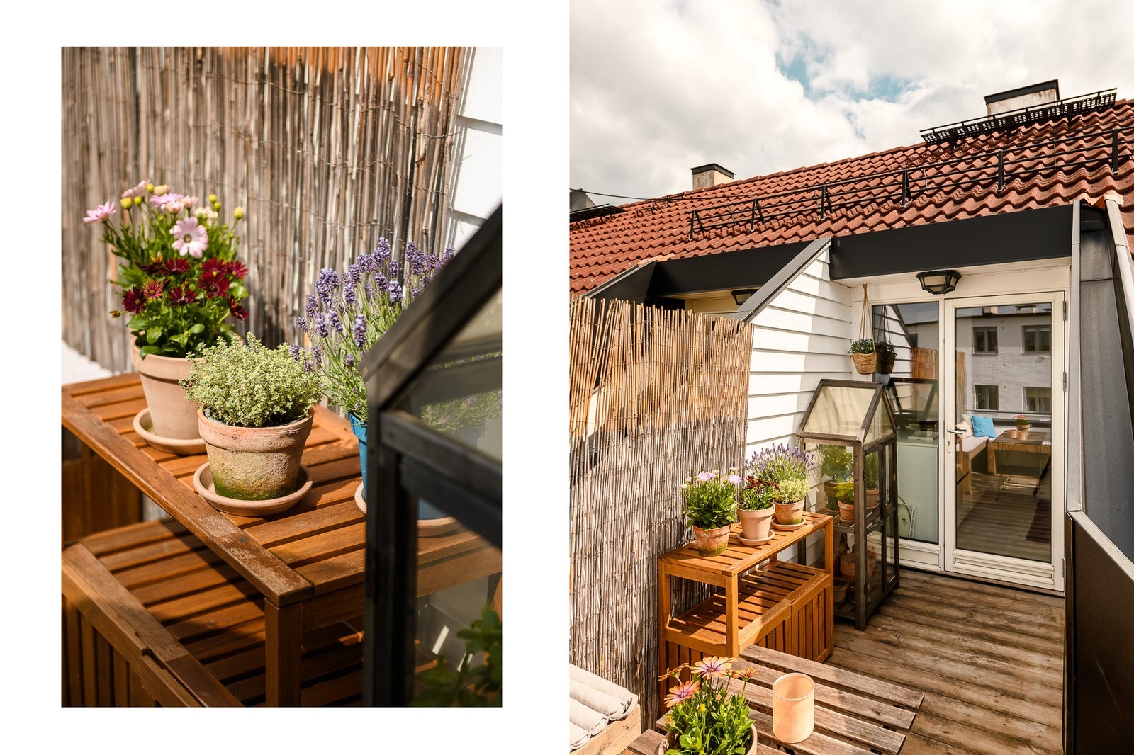 Takterrassen har plassbygde benker og gode solforhold gjennom dagen. Galleribilde