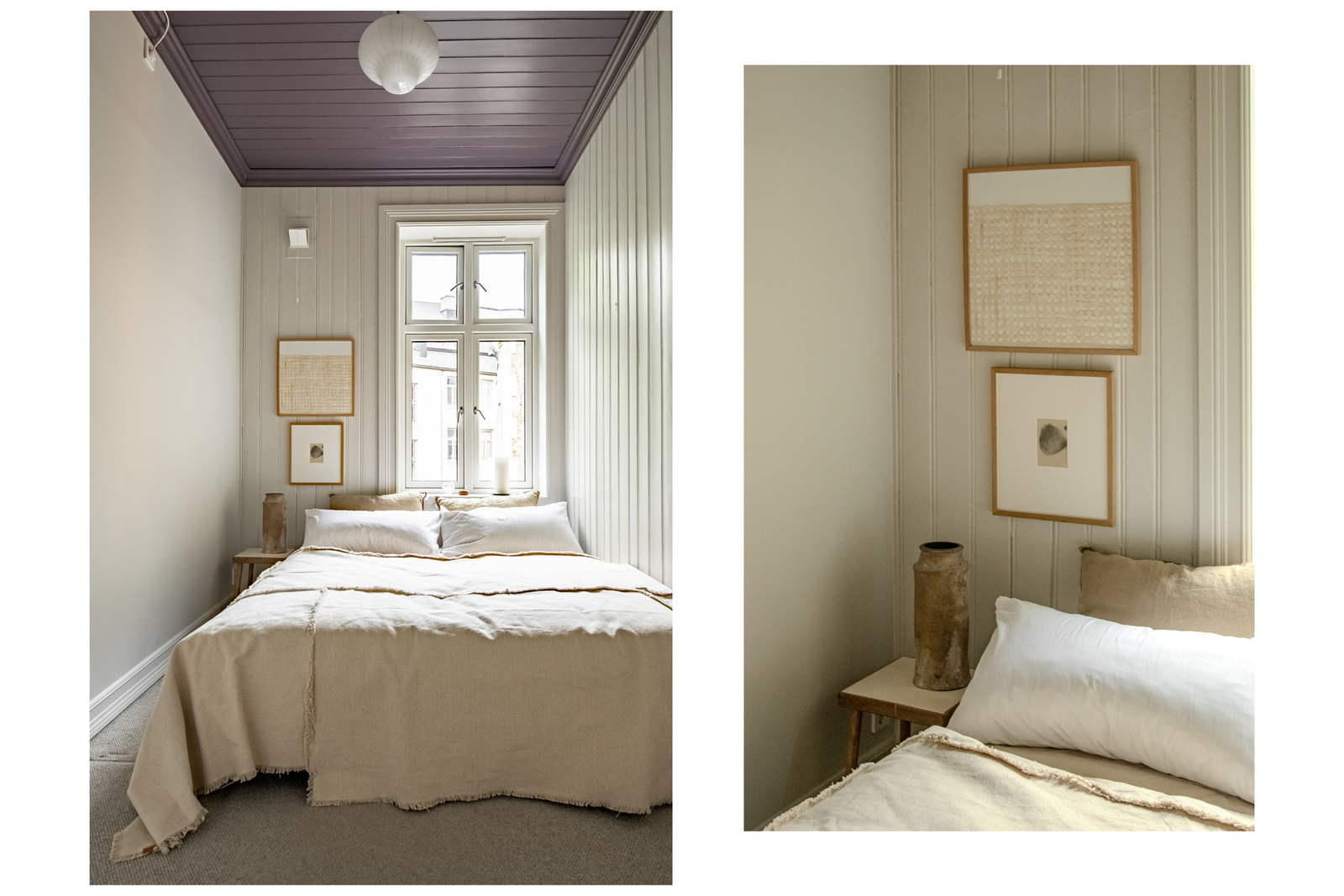 Rommets bredde gir gode muligheter for plassering av sengen. Galleribilde