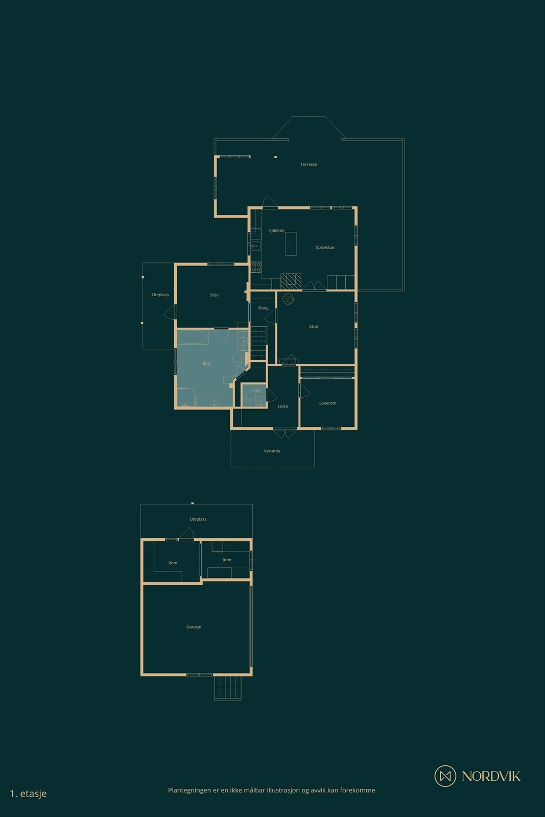 Plantegning 1. etasje Galleribilde