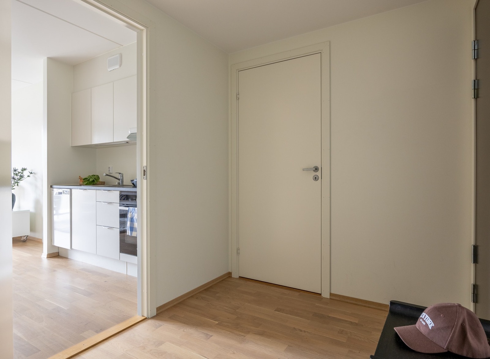 Romslig entré med plass for klesoppheng og oppbevaring av sko. Galleribilde