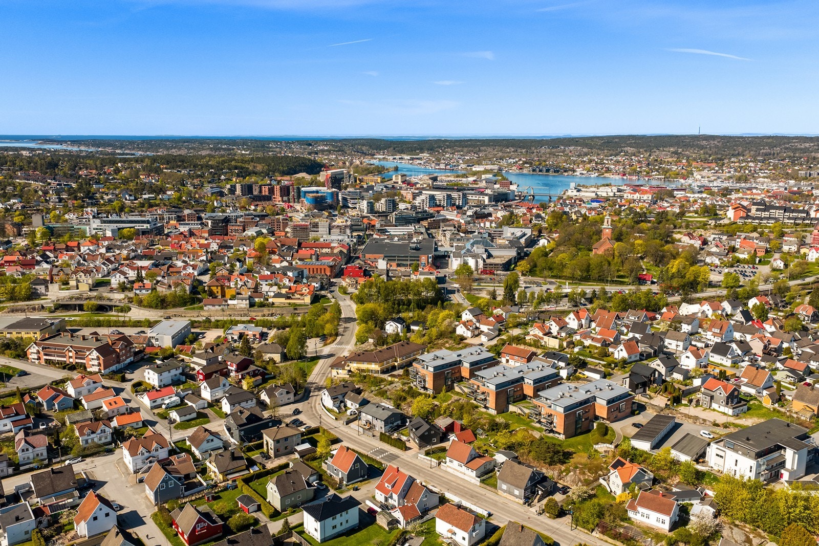 Oversikt over Fredrikstad sentrum, som ligger i gangavstand fra boligen. Galleribilde