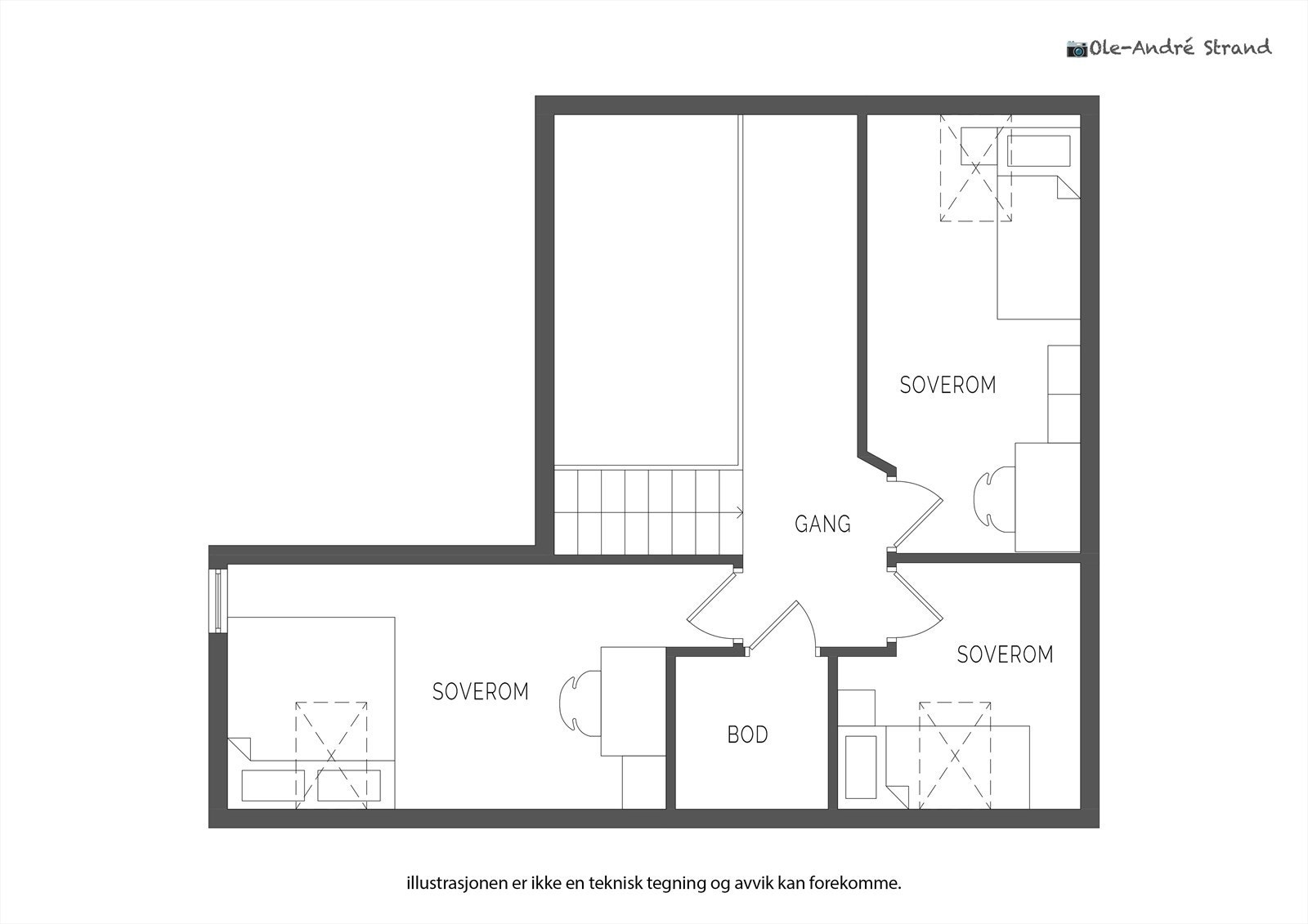 Plantegning loftsetasje. Galleribilde