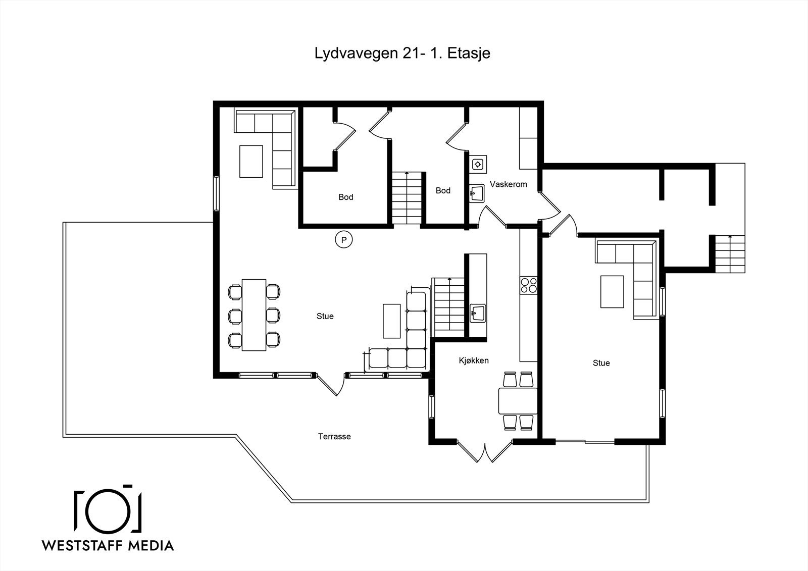 Plantegning Hovedetasje/ 1.etasje. Galleribilde