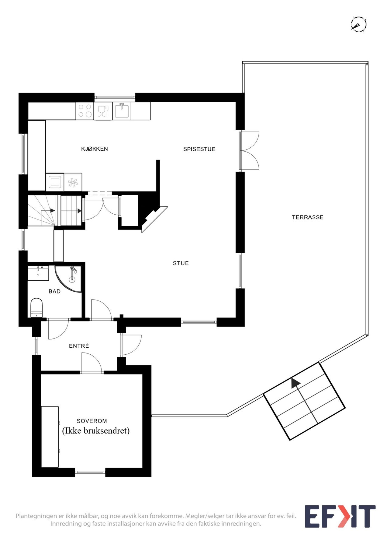 Plantegning som viser boligens hovedetasje. Galleribilde