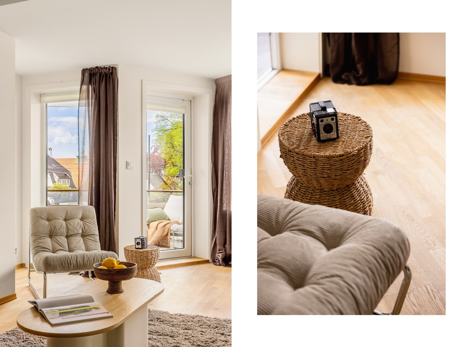 Leiligheten har en gjennomgående moderne standard med 3-stavs eikeparkett, slette malte vegger og lyse overflater. Galleribilde