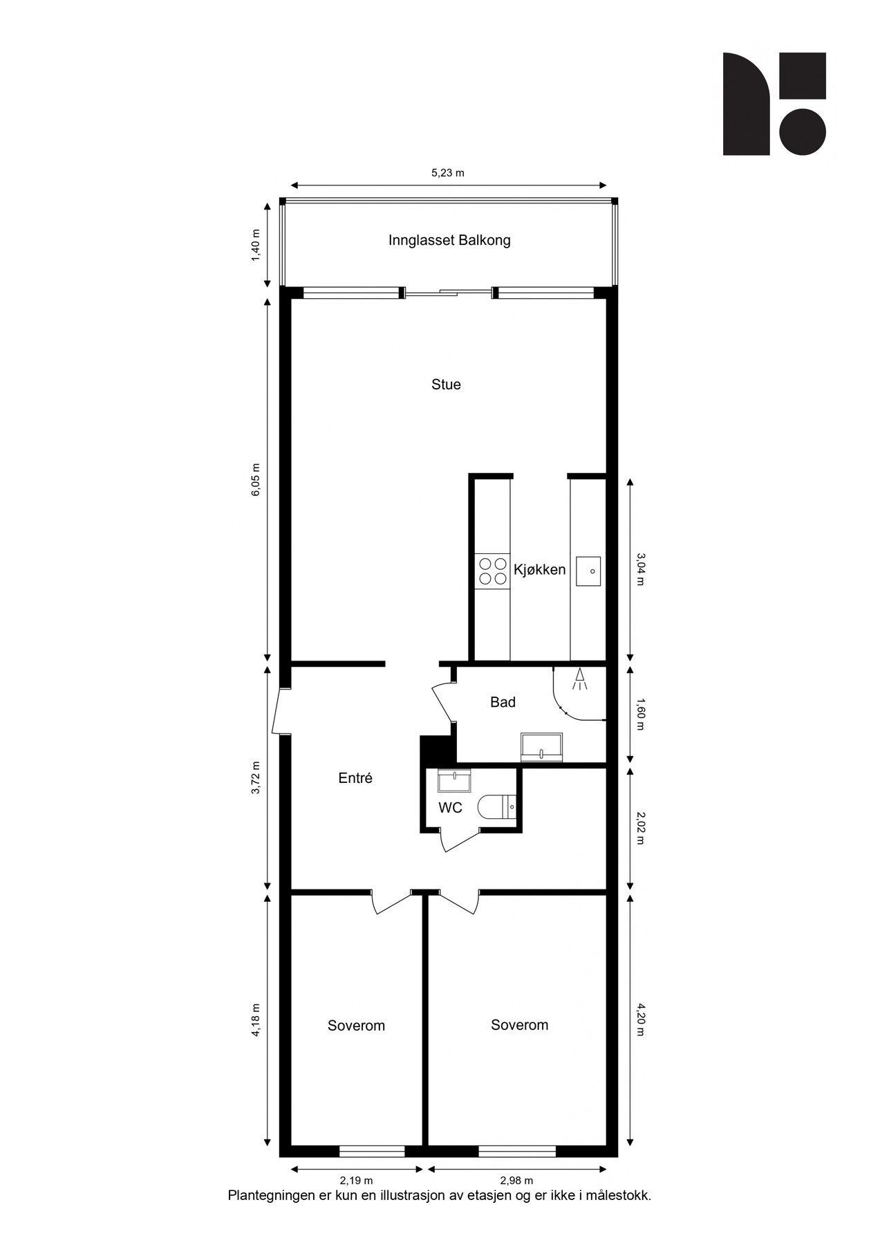 Målsatt plantegning Galleribilde