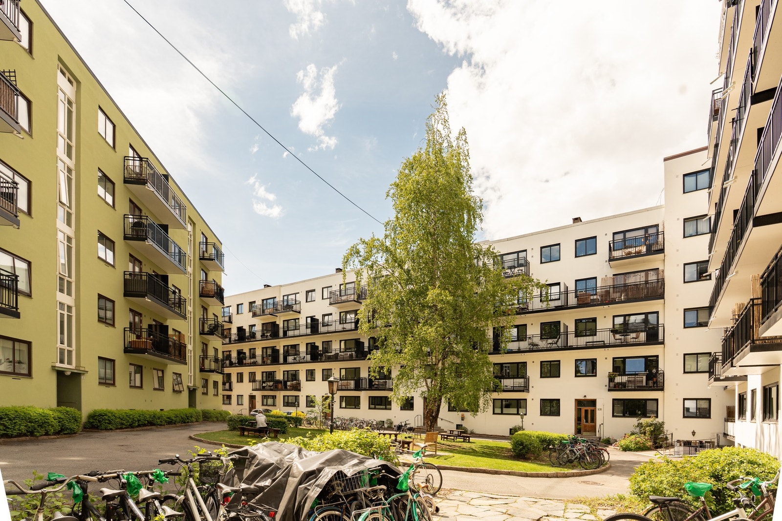 Aksjeselskapet har felles sykkelparkering i bakgård. Galleribilde