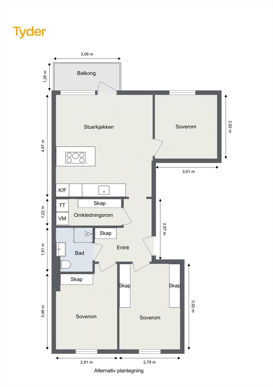 Alternativ planløsning. Galleribilde