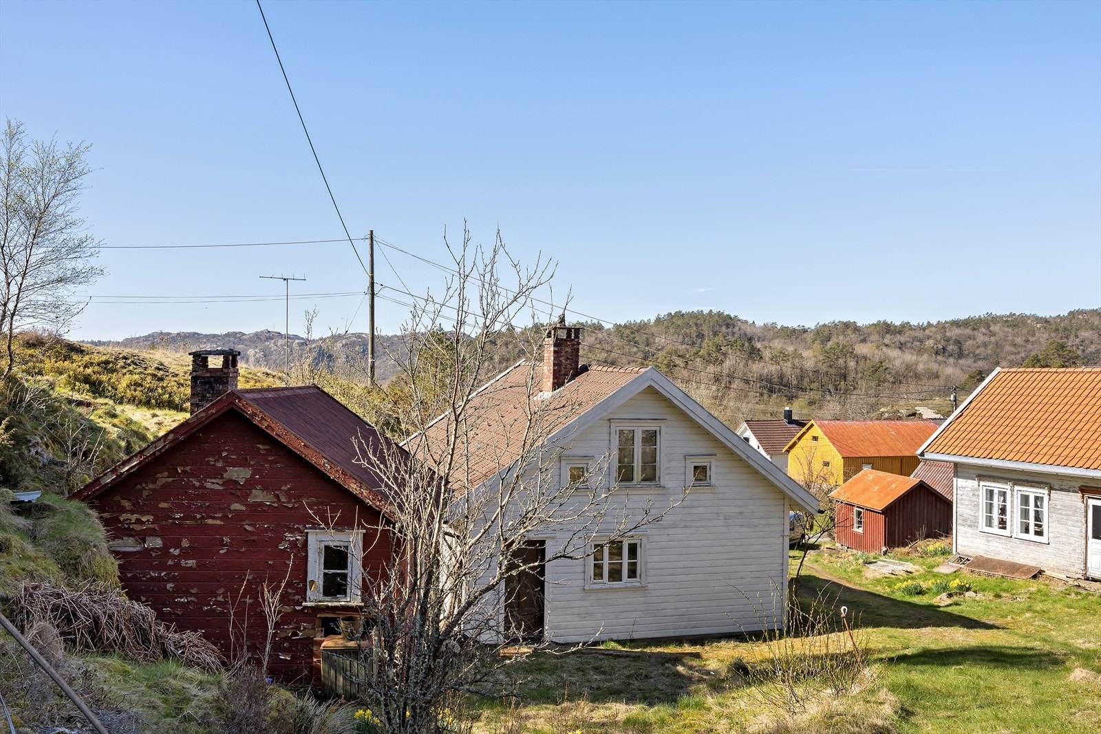 Tunet på småbruket med våningshuset og et av uthusene. Galleribilde