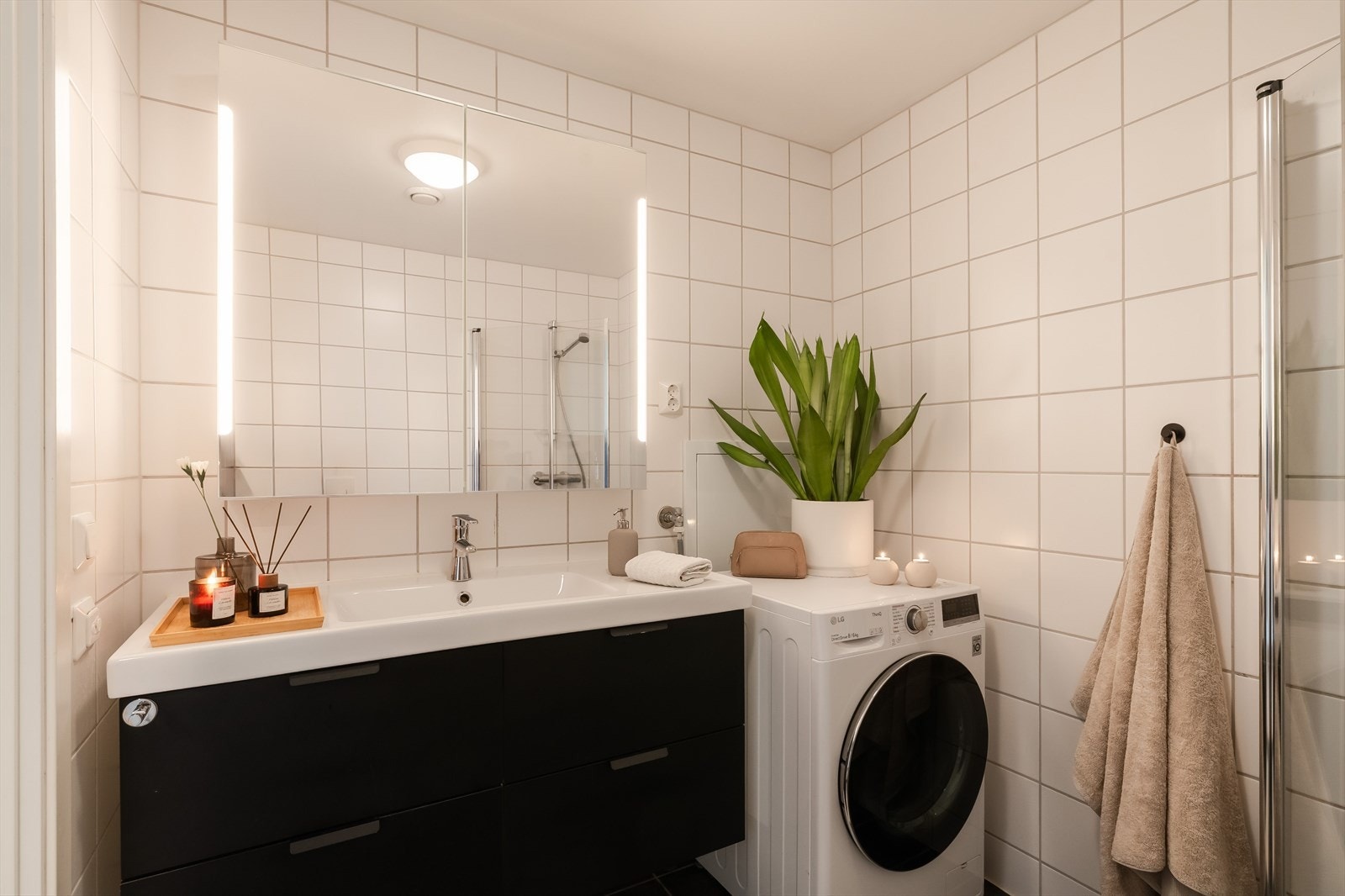 Badet har varmekabler i gulv. Galleribilde