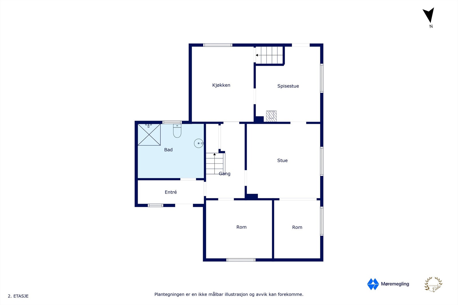 Plantegning hovedetasje (våningshus) Galleribilde
