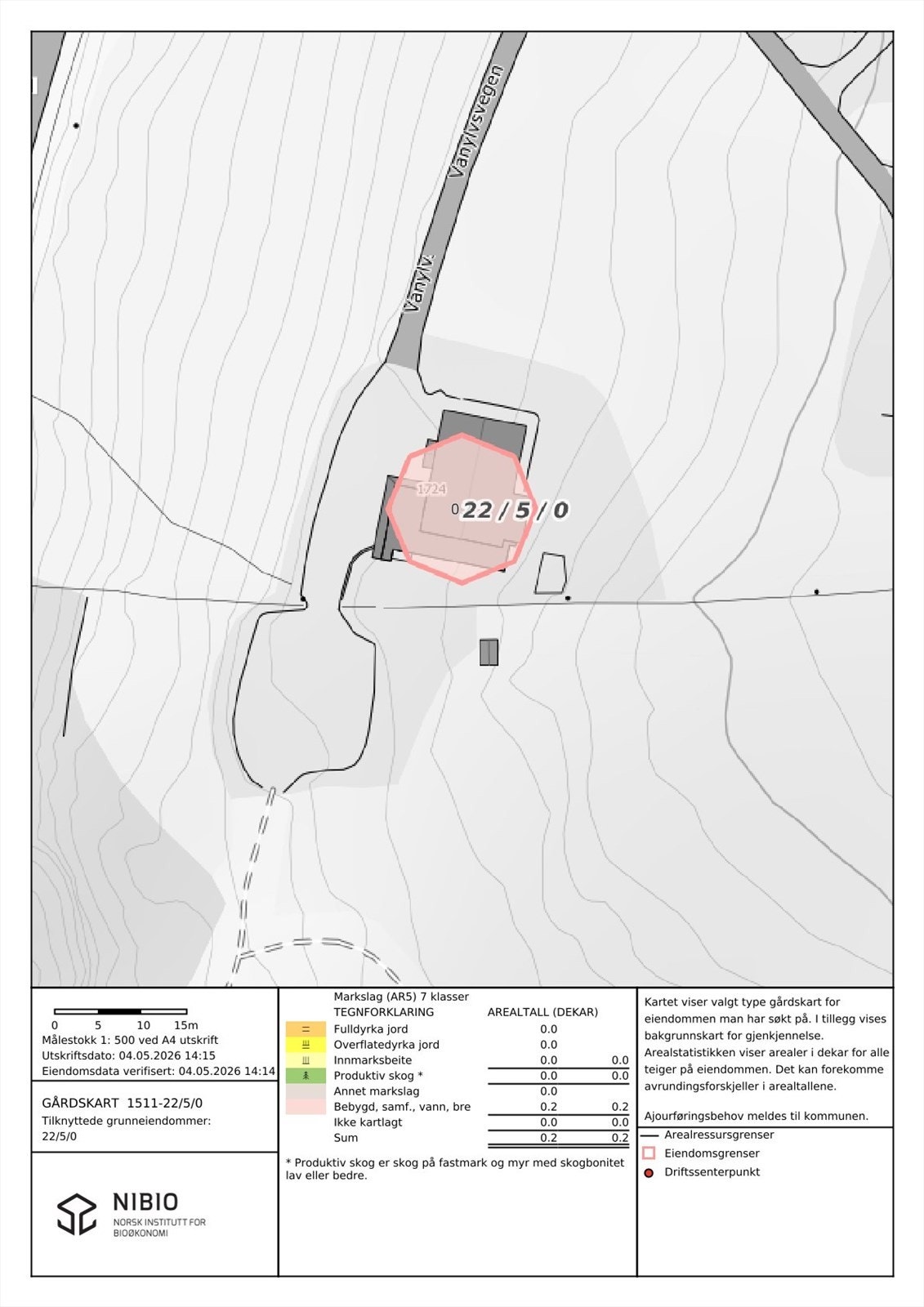 Gårdskart over gnr/bnr 22/5 Galleribilde