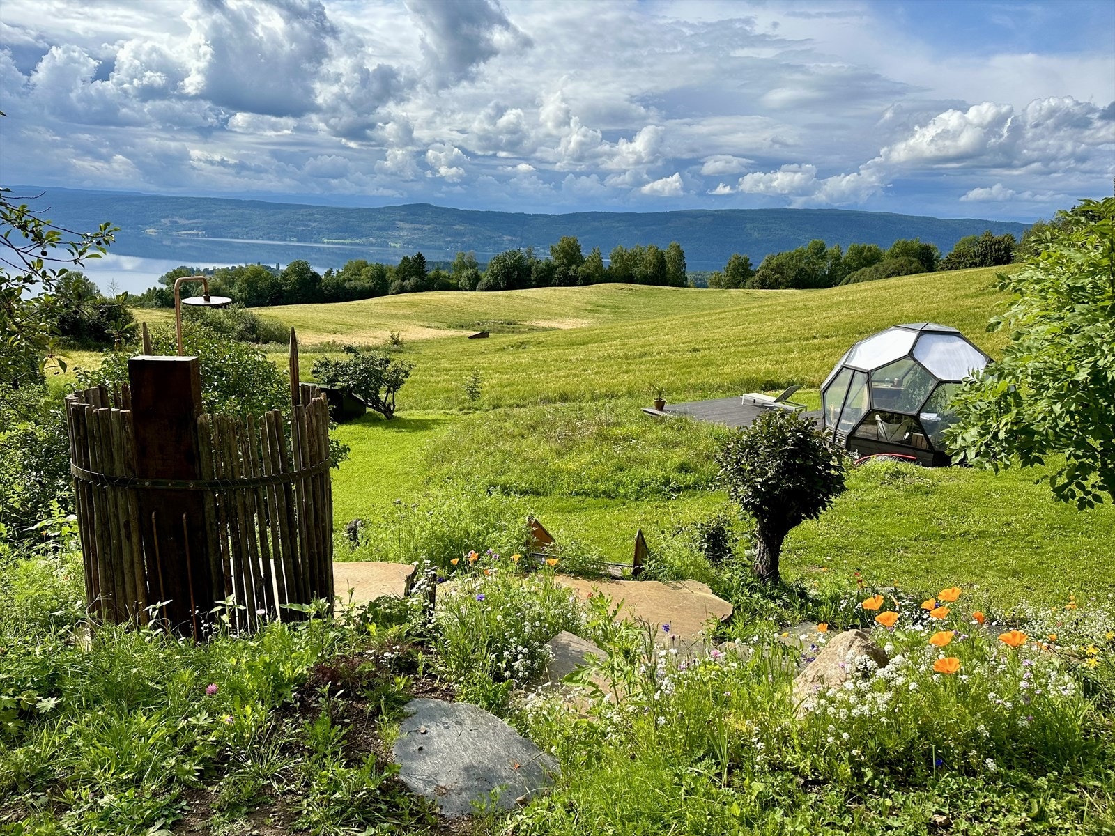 Ute i hagen er det mange skatter som skjuler seg, blant annet dome-drivhuset. Galleribilde
