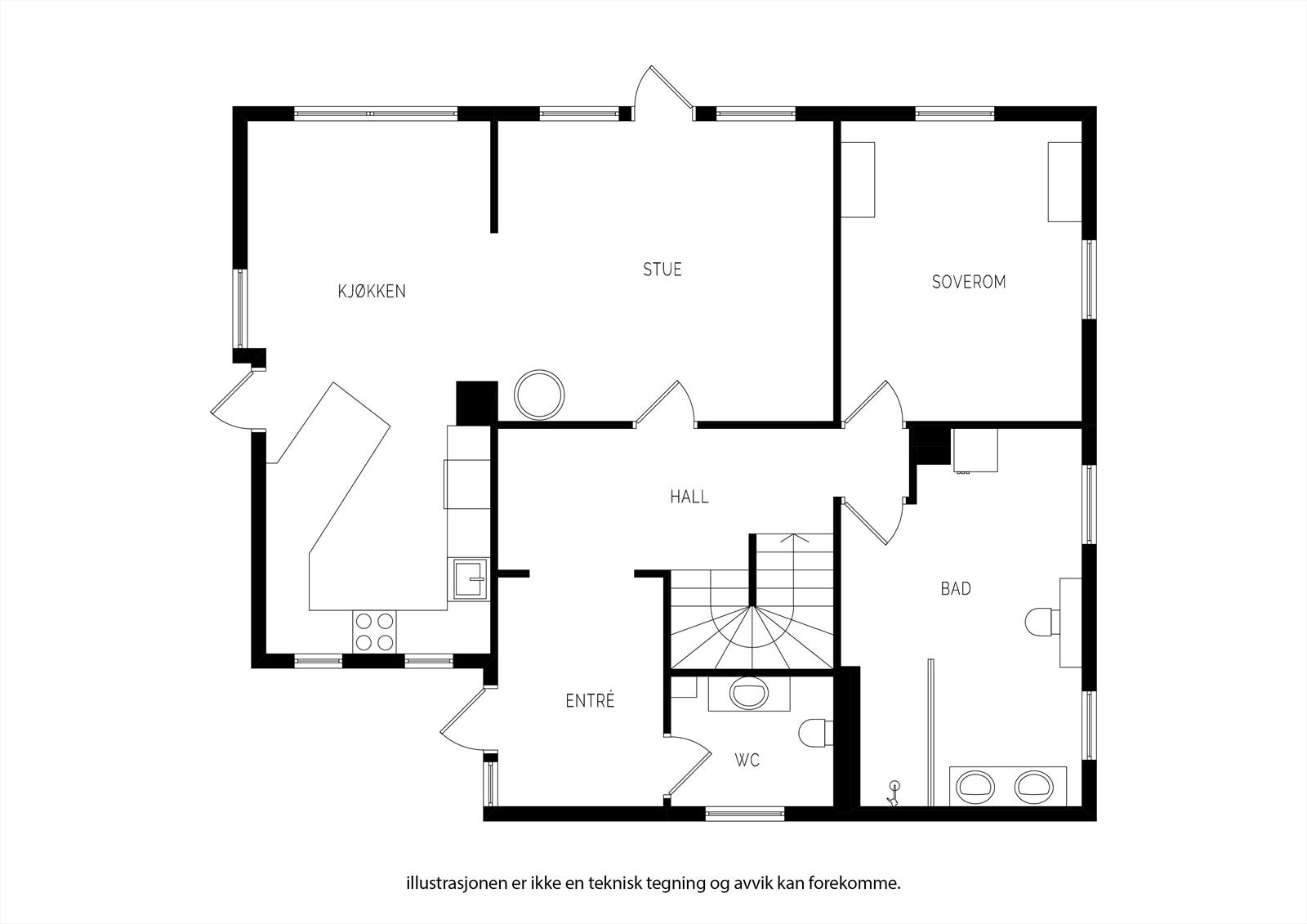 Plantegning 1. etasje Galleribilde
