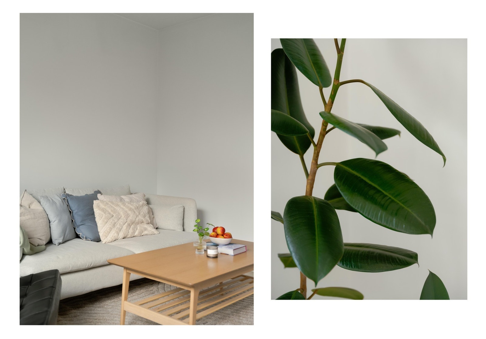 Det er satt opp vegg ved sofaområdet som bidrar til å skille sonene på en naturlig måte. Galleribilde