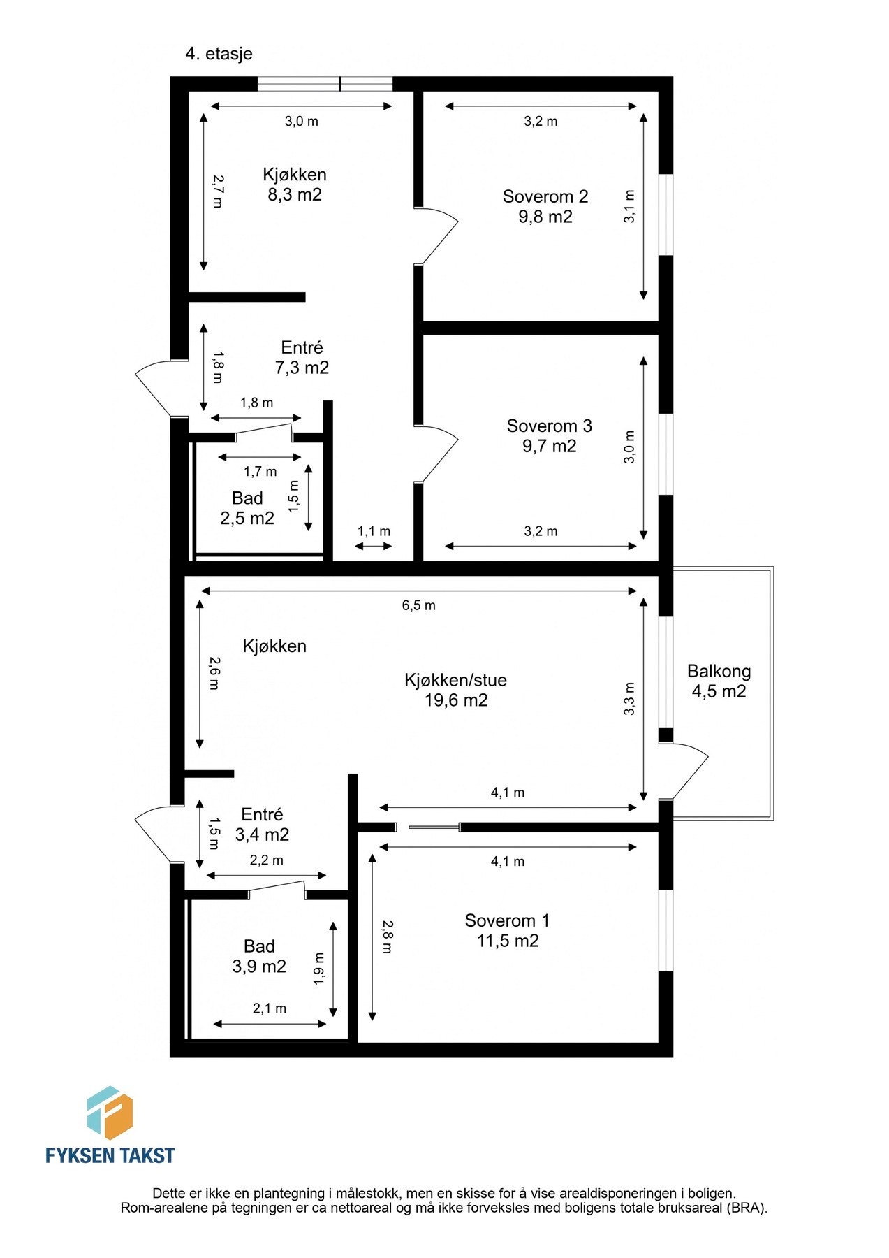 Målsatt plantegning. Galleribilde