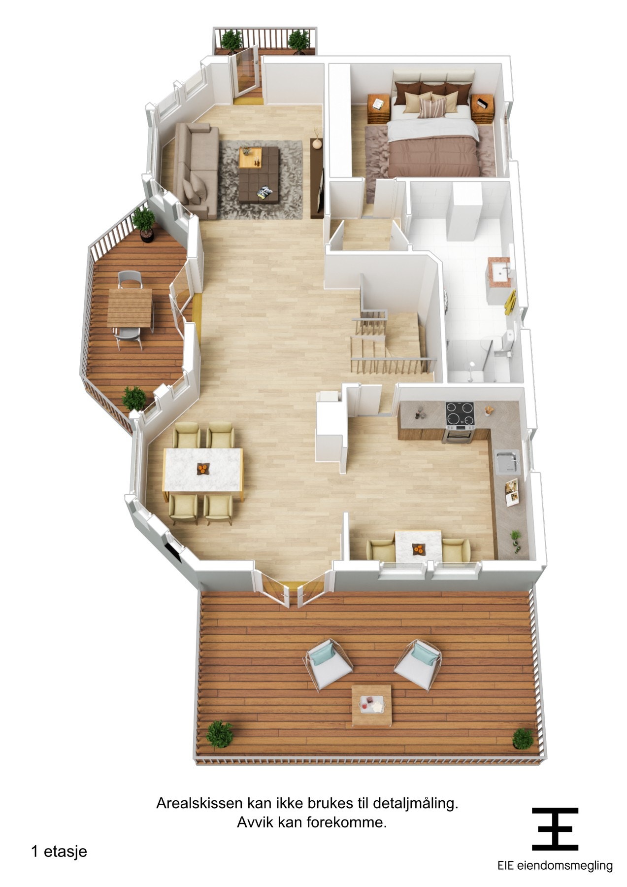 3D-plantegning 1.etasje Galleribilde