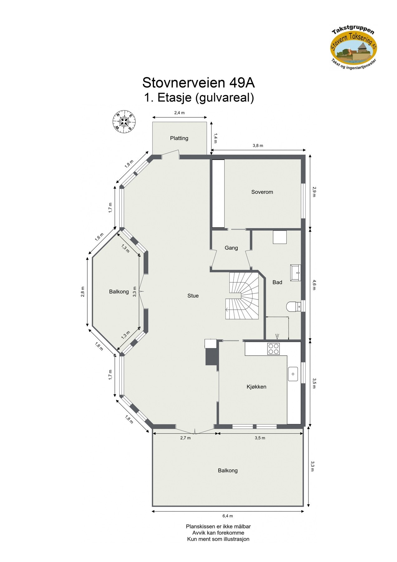 Målsatt plantegning 1.etasje. Galleribilde